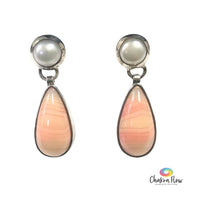 Botswana Agate & Pearl Sterling Silver Earrings