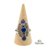 Amethyst & Lapis Lazuli Sterling Silver Ring Size 9