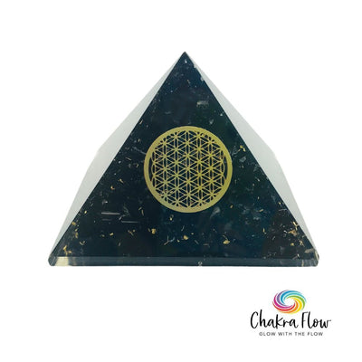 Black Tourmaline Orgone Pyramid with Flower of Life