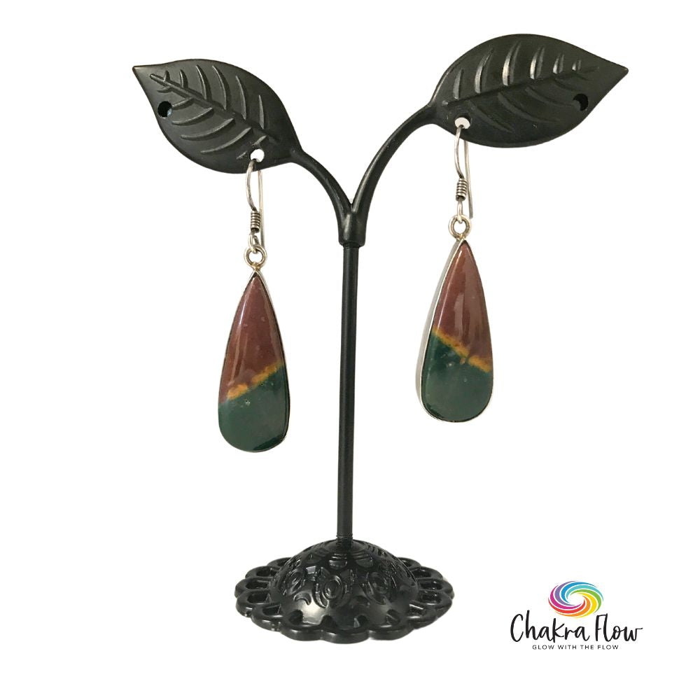 Bloodstone Sterling Silver Dangle Earrings