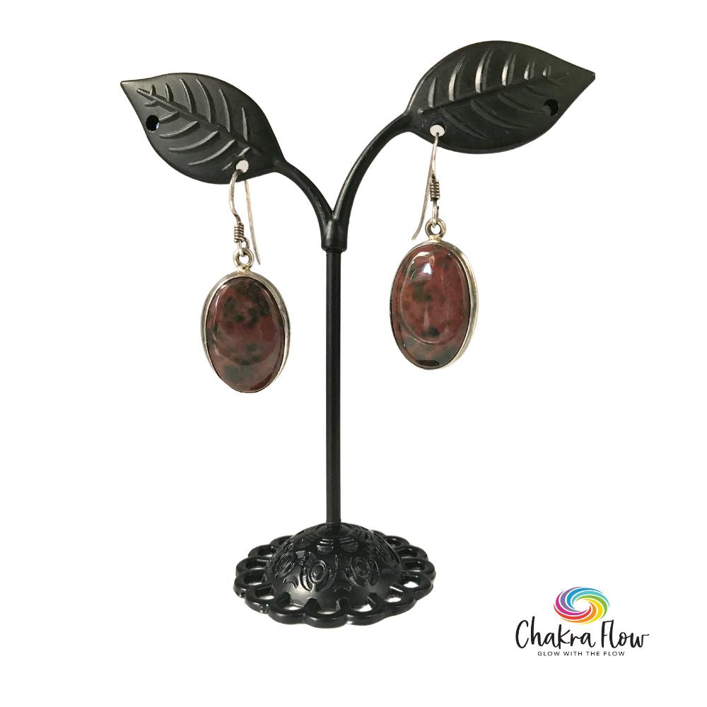 Bloodstone Sterling Silver Dangle Earrings