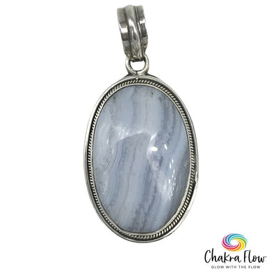 Blue Lace Agate Sterling Silver Pendant