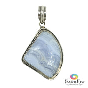 Blue Lace Agate Sterling Silver Pendant