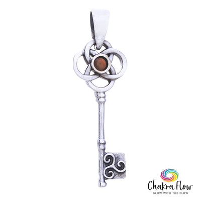 Carnelian Magical Key Sterling Silver Pendant