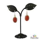 Carnelian Oval Sterling Silver Dangle Earrings