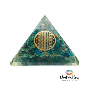 Chrysocolla Orgone Pyramid with Flower of Life