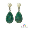 Chrysocolla & Pearl Sterling Silver Earrings