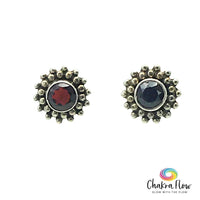 Garnet Sterling Silver Earrings