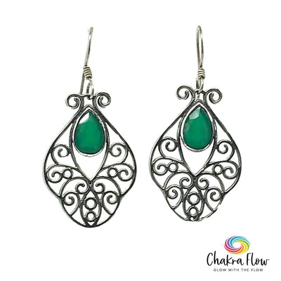 Green Onyx Sterling Silver Earrings