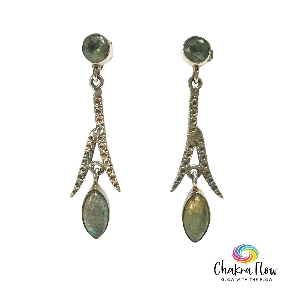 Labradorite & Blue Topaz Sterling Silver Earrings