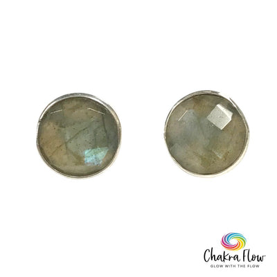 Labradorite Faceted Stud Sterling Silver Earrings