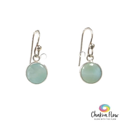 Larimar Round Sterling Silver Earrings