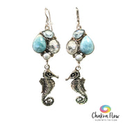 Larimar Seahorse Sterling Silver Earrings