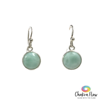 Larimar Round Sterling Silver Earrings