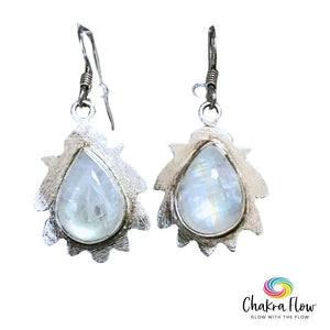 Rainbow Moonstone Sterling Silver Drop Earrings