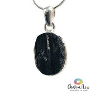 Raw Black Tourmaline Sterling Silver Pendant