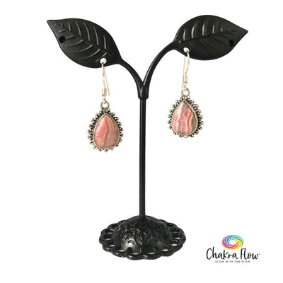 Rhodochrosite Sterling Silver Dangle Earrings