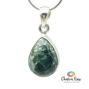 Seraphinite Teardrop Sterling Silver Pendant