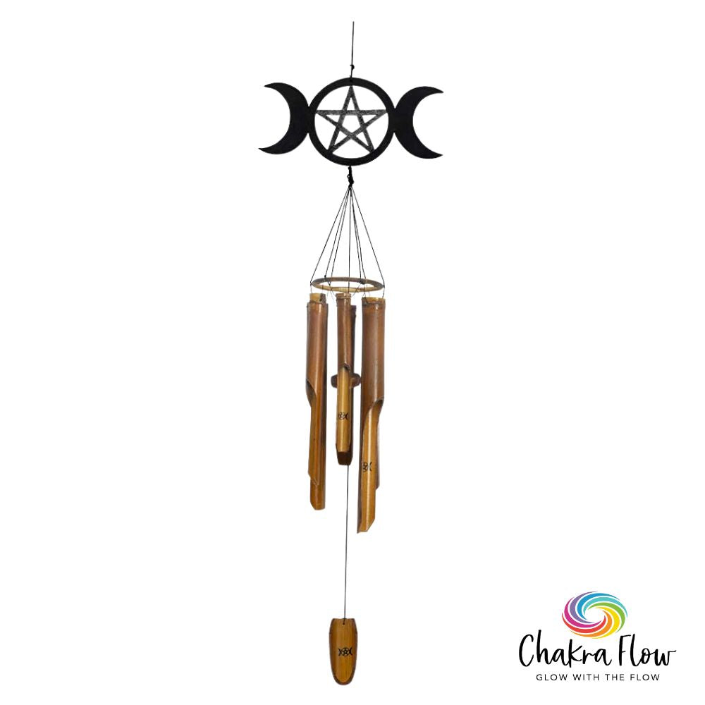 Tripple Moon Pentacle Bamboo Wind Chime