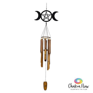 Tripple Moon Pentacle Bamboo Wind Chime