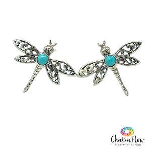 Turquoise Dragonfly Sterling Silver Earrings