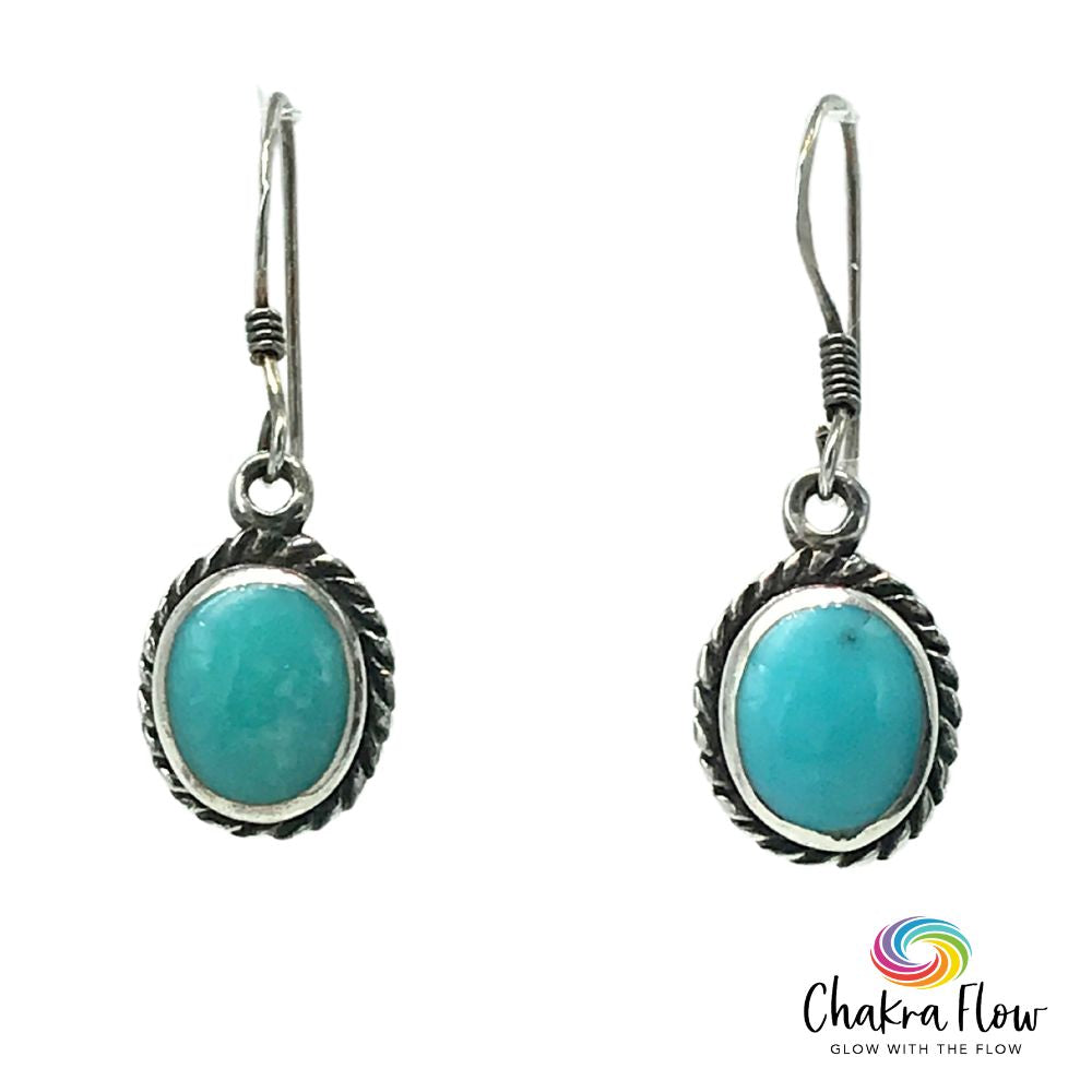 Turquoise Oval Sterling Silver Earrings