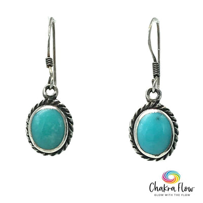 Turquoise Oval Sterling Silver Earrings