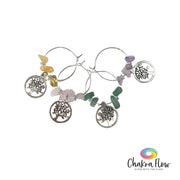 Wine Glass Charms - Tree of Life with Citrine, Rose Quartz, Aventurine & Amethyst Chips