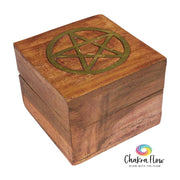 Wood Box - Brass Inlaid Pentacle 