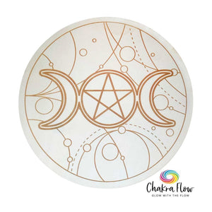 Wood Crystal Grid - Triple Moon